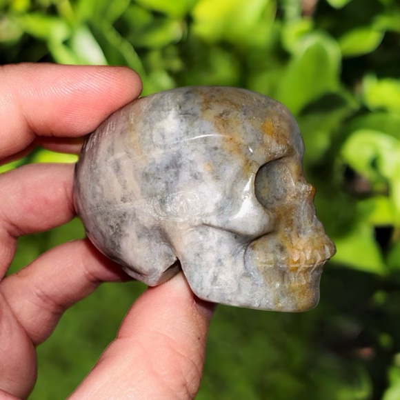 Ocean Jasper Crystal Carved Skull - Picture 2 of 2